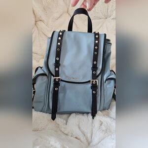 Michael Kors Sky Blue Backpack with Black Accents